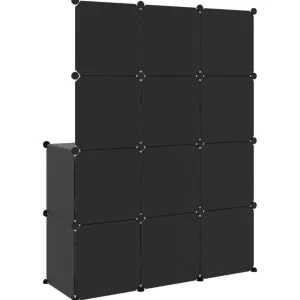 Armoire de rangement pour enfants avec 10 cubes Noir PP