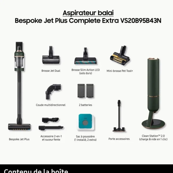 Aspirateur balai Bespoke Jet Plus Complete 2 Batteries VS20B95B43N