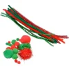Assortiment de Chenilles Pompons Rouge & Vert