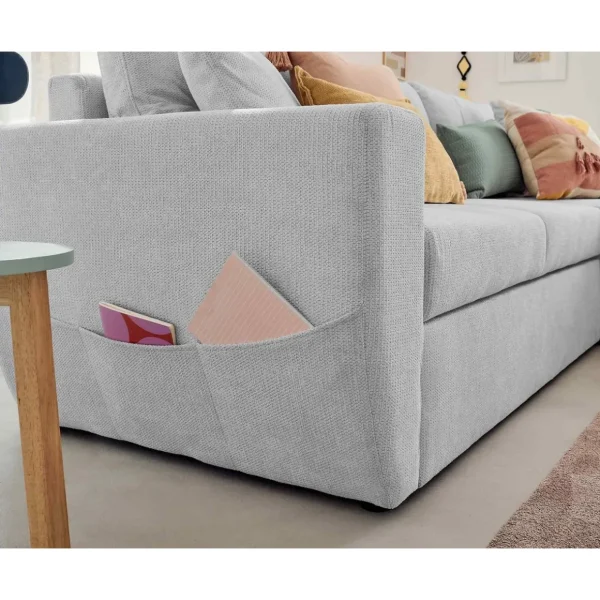 Astoria - canapé d'angle réversible 4 places - convertible avec coffre - en tissu texturé