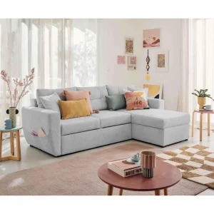 Astoria - canapé d'angle réversible 4 places - convertible avec coffre - en tissu texturé