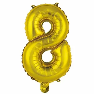 Ballon Gonflable Métallisé Chiffre 8 40cm Or