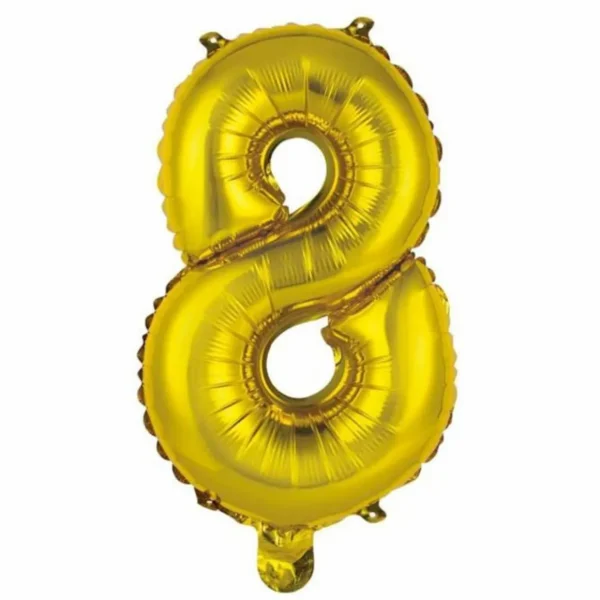 Ballon Gonflable Métallisé Chiffre 8 40cm Or