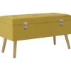 Banc avec compartiment de rangement 80cm Jaune moutarde Velours