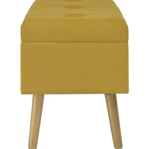 Banc avec compartiment de rangement 80cm Jaune moutarde Velours