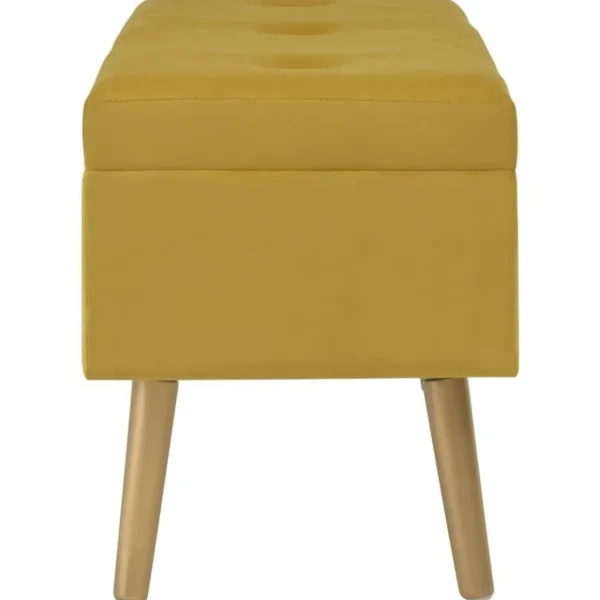 Banc avec compartiment de rangement 80cm Jaune moutarde Velours