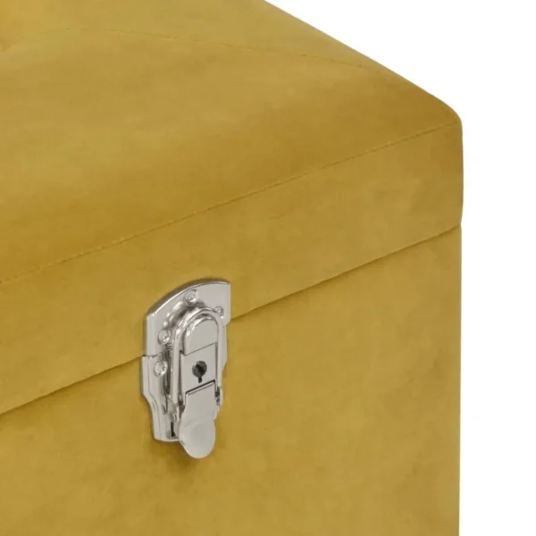 Banc avec compartiment de rangement 80cm Jaune moutarde Velours