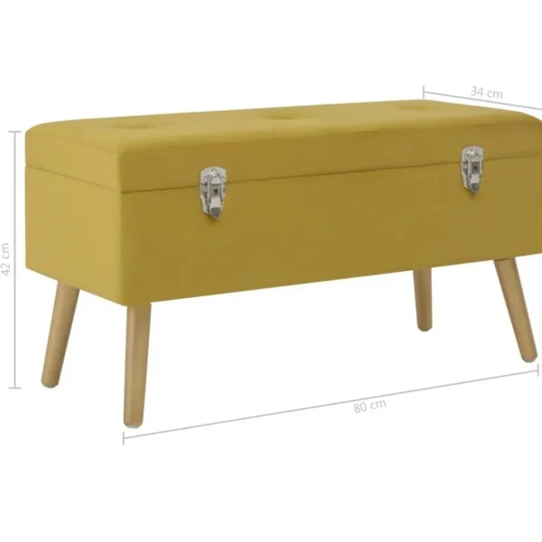 Banc avec compartiment de rangement 80cm Jaune moutarde Velours