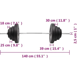 Barre d'halteres avec plaques 60 kg