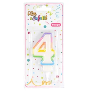 Bougie d'Anniversaire Chiffre 4 7cm Multicolore