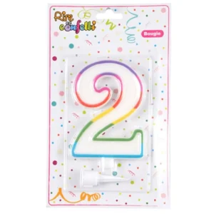 Bougie d'Anniversaire Chiffre 2 10cm Multicolore