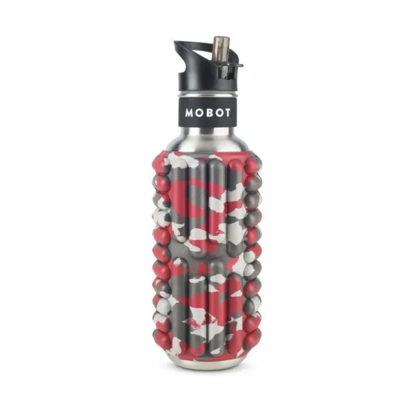 Bouteille de sport - Mobot - Fonction 2 en 1 rouleau de massage - Rouge métal