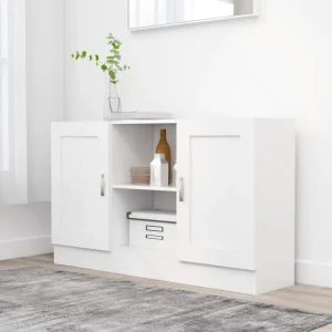 Buffet Blanc brillant 120x30,5x70 cm Bois d'ingenierie