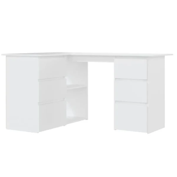 Bureau d'angle Blanc 145x100x76 cm Bois d'ingenierie