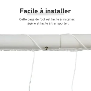 But de football - cage de foot - but futsal dim. 301L x 126l x 200H cm - châssis métal époxy filet PE - piquets inclus - blanc