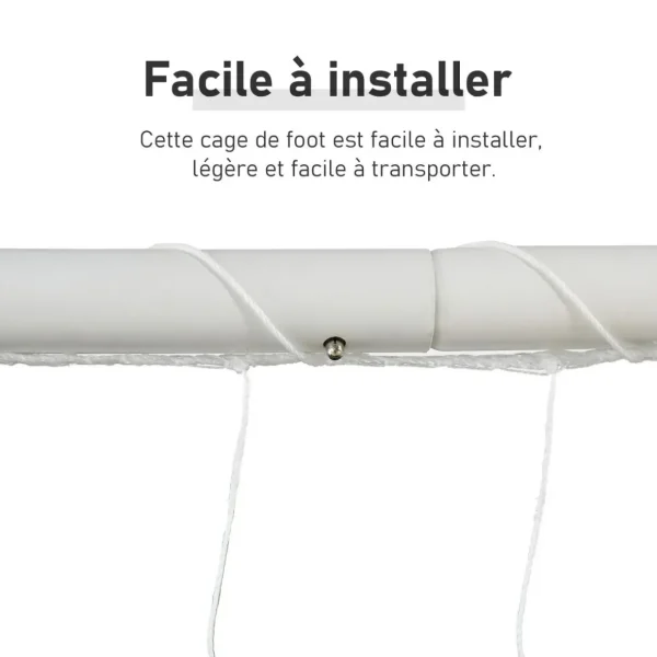 But de football - cage de foot - but futsal dim. 301L x 126l x 200H cm - châssis métal époxy filet PE - piquets inclus - blanc