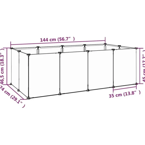 Cage pour petits animaux Noir 144x74x46,5 cm PP et Acier