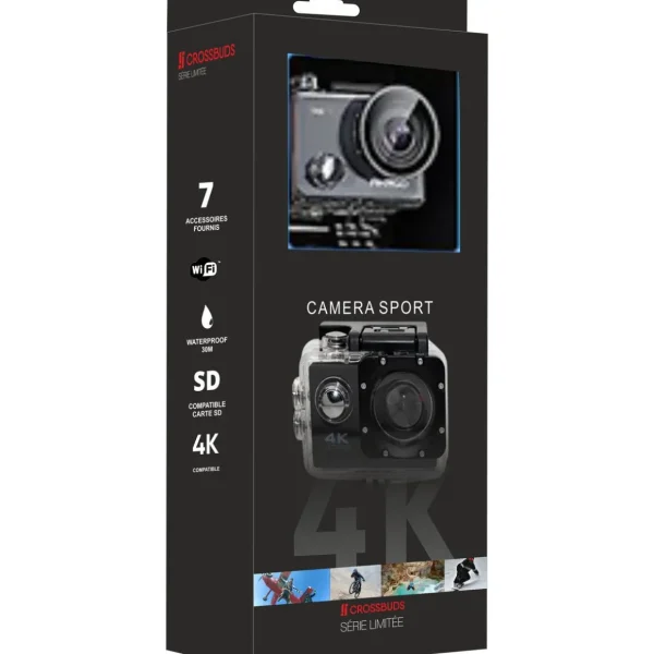 Caméra de sport CrossBuds TLVID02 4K - Noir