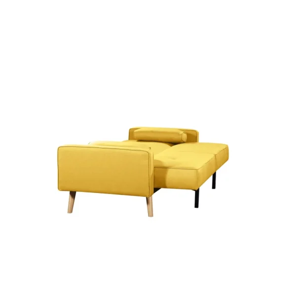 Canapé 3 places scandinave convertible NOVA, assise tissu pieds en bois