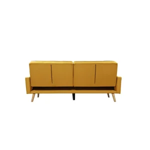 Canapé 3 places scandinave convertible NOVA, assise tissu pieds en bois
