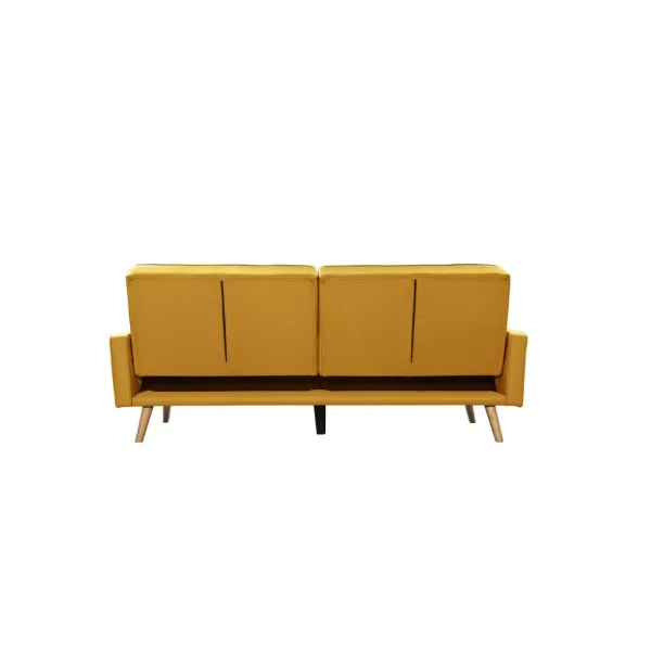 Canapé 3 places scandinave convertible NOVA, assise tissu pieds en bois