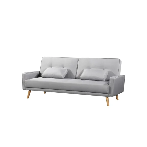 Canapé 3 places scandinave convertible NOVA, assise tissu pieds en bois