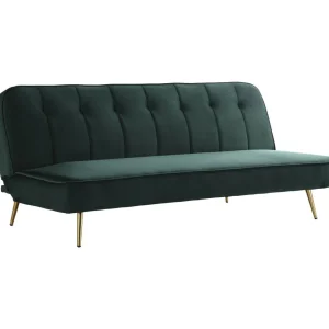 Canapé Clic Clac velours James - 180 x 83 x 75 cm - 3 places - Vert foncé.