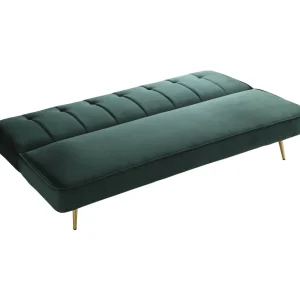 Canapé Clic Clac velours James - 180 x 83 x 75 cm - 3 places - Vert foncé.