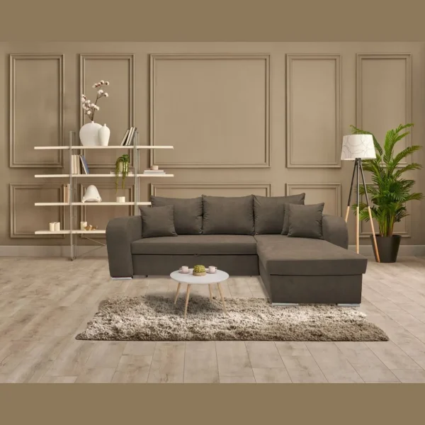 Canapé d'angle convertible réversible 5 places tissu BOB