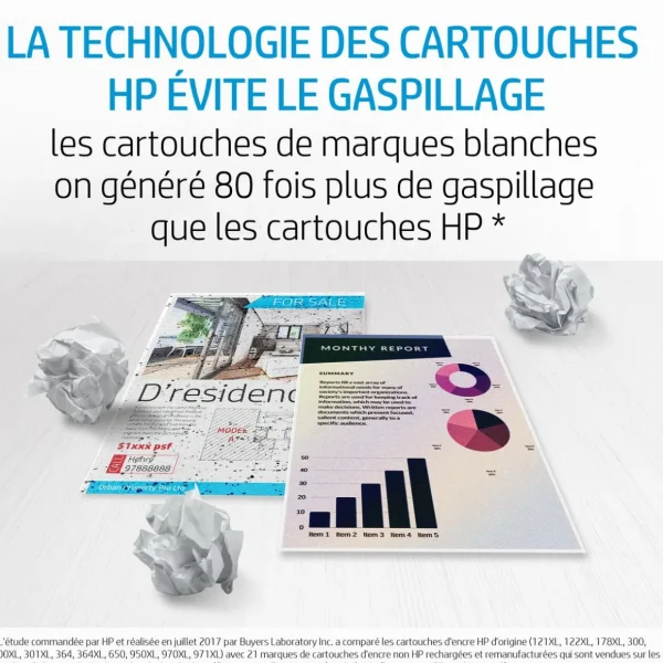 Cartouche d'Encre HP 62XL Noire grande capacité Authentique (C2P05AE)