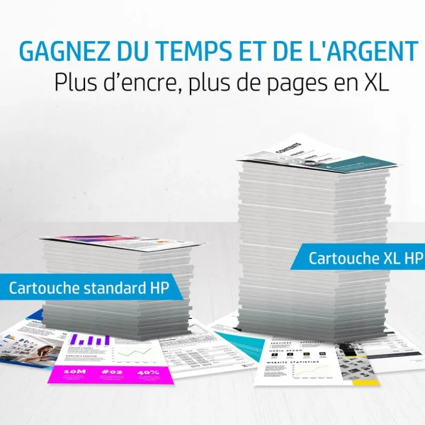 Cartouche d'Encre HP 62XL Noire grande capacité Authentique (C2P05AE)