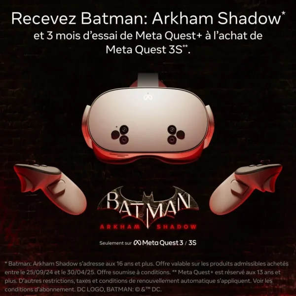 Casque de réalité virtuelle Quest 3S 256 Go - Batman: Arkham Shadow