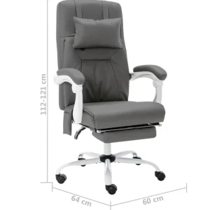 Chaise de bureau de massage Gris Similicuir