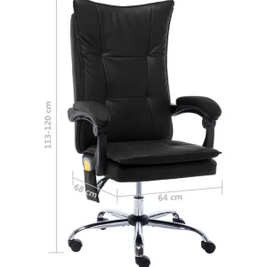 Chaise de bureau de massage Noir Similicuir