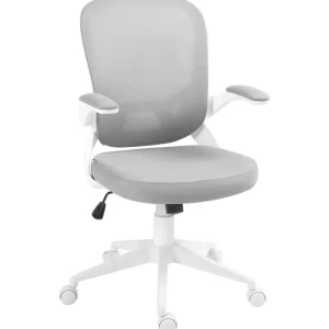 Chaise de bureau design ergonomique réglable accoudoirs relevables maille tissu gris