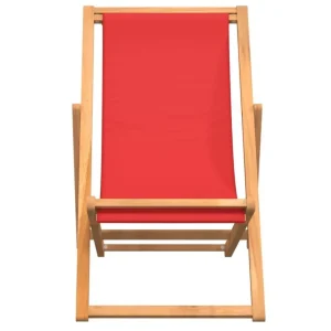 Chaise de plage pliable Bois de teck solide rouge