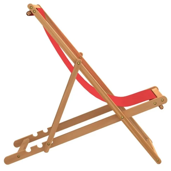 Chaise de plage pliable Bois de teck solide rouge