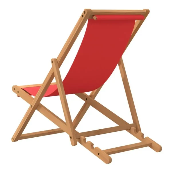 Chaise de plage pliable Bois de teck solide rouge