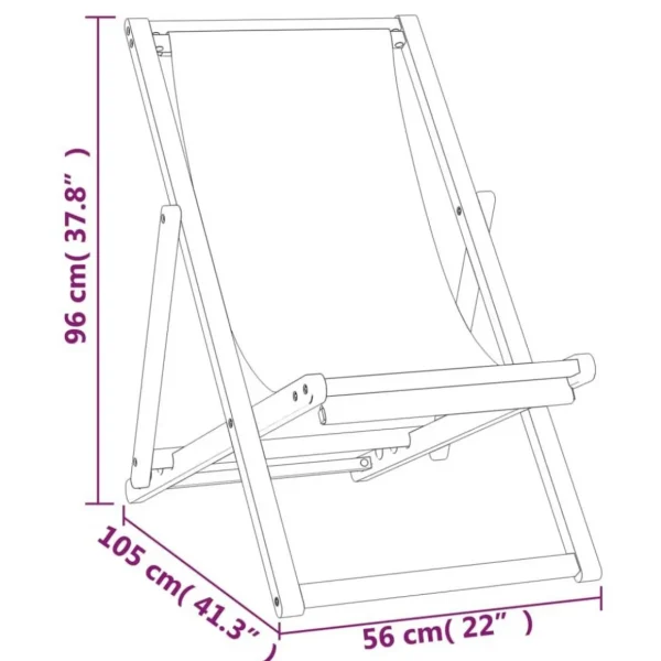 Chaise de plage pliable Bois de teck solide rouge