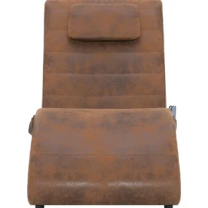 Chaise longue de massage avec oreiller Marron Similicuir daim