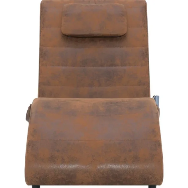 Chaise longue de massage avec oreiller Marron Similicuir daim