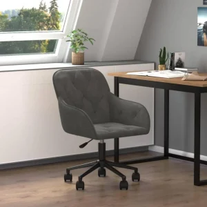 Chaise pivotante de bureau Gris fonce Velours