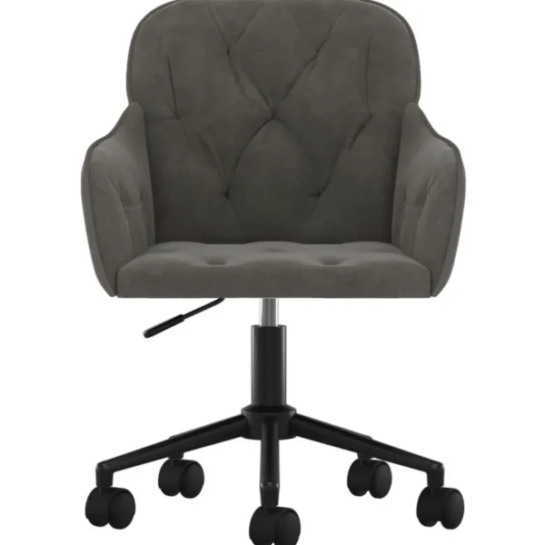 Chaise pivotante de bureau Gris fonce Velours