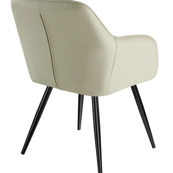 Chaise rembourrée avec revêtement en tissu pied acier crème/noir