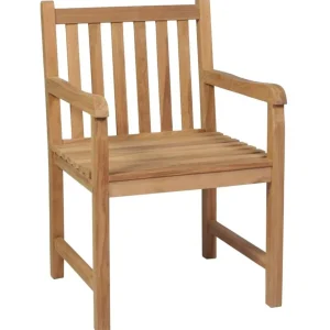 Chaises de jardin lot de 8 et coussins carreaux rouge Bois teck