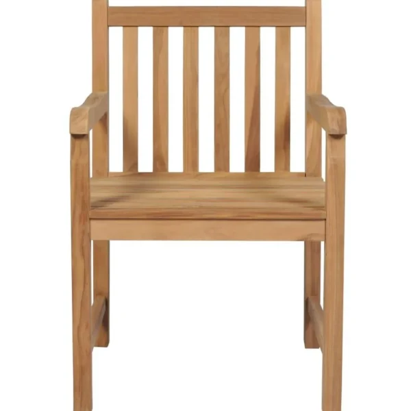 Chaises de jardin lot de 8 et coussins carreaux rouge Bois teck