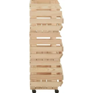 Chariot a legumes 37x30x80 cm Bois de pin solide