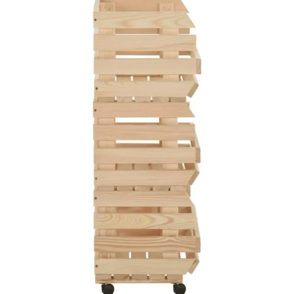 Chariot a legumes 37x30x80 cm Bois de pin solide