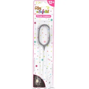 Cierge Magique Chiffre 0 15cm Argent