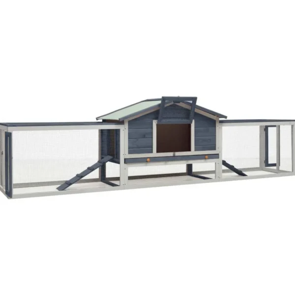 Clapier Gris 310x70x87 cm Pin massif et sapin